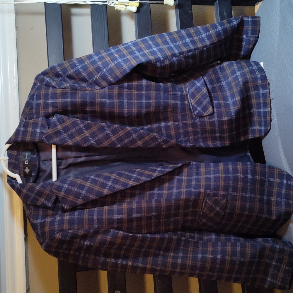 Women's blue plaid blazer